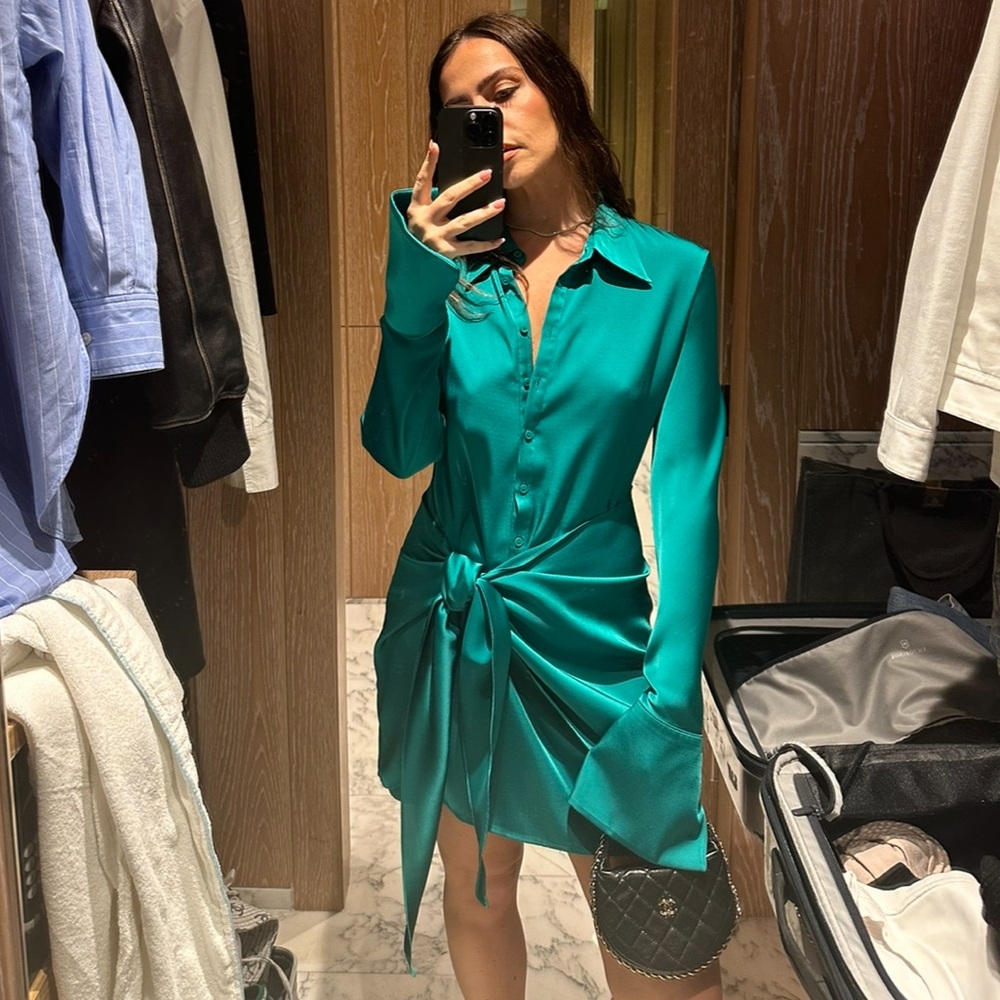Rat and Boa tie shirt dress green size M